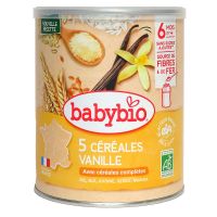 5 céréales vanille +6 mois bio 220g