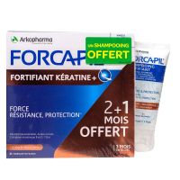 Forcapil fortifiant kératine 3 mois 180 gélules + shampoing offert