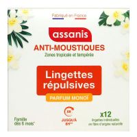 12 lingettes répulsives anti-moustiques Monoï