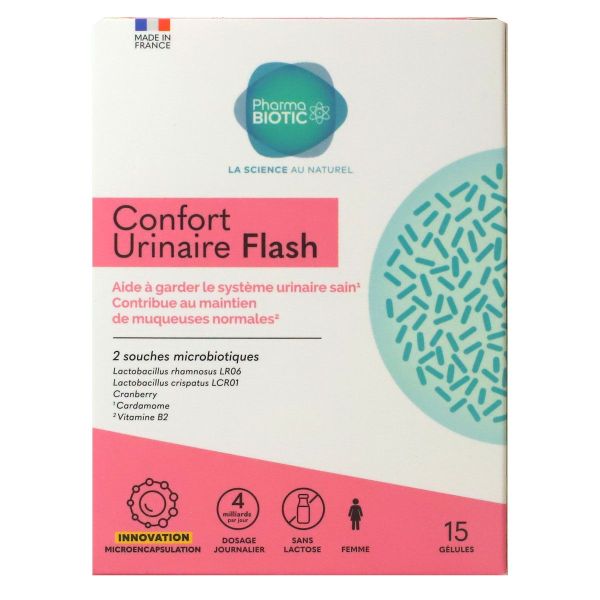 Confort urinaire Flash aide à garder le système urinaire sain 15 gélules