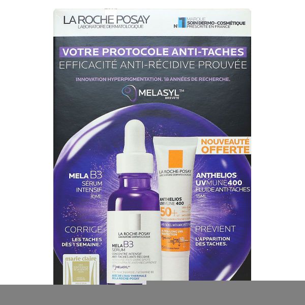 Mela B3 serum concentré anti-taches 30ml + Anthelios Uvmune 400 fluide 15ml offert