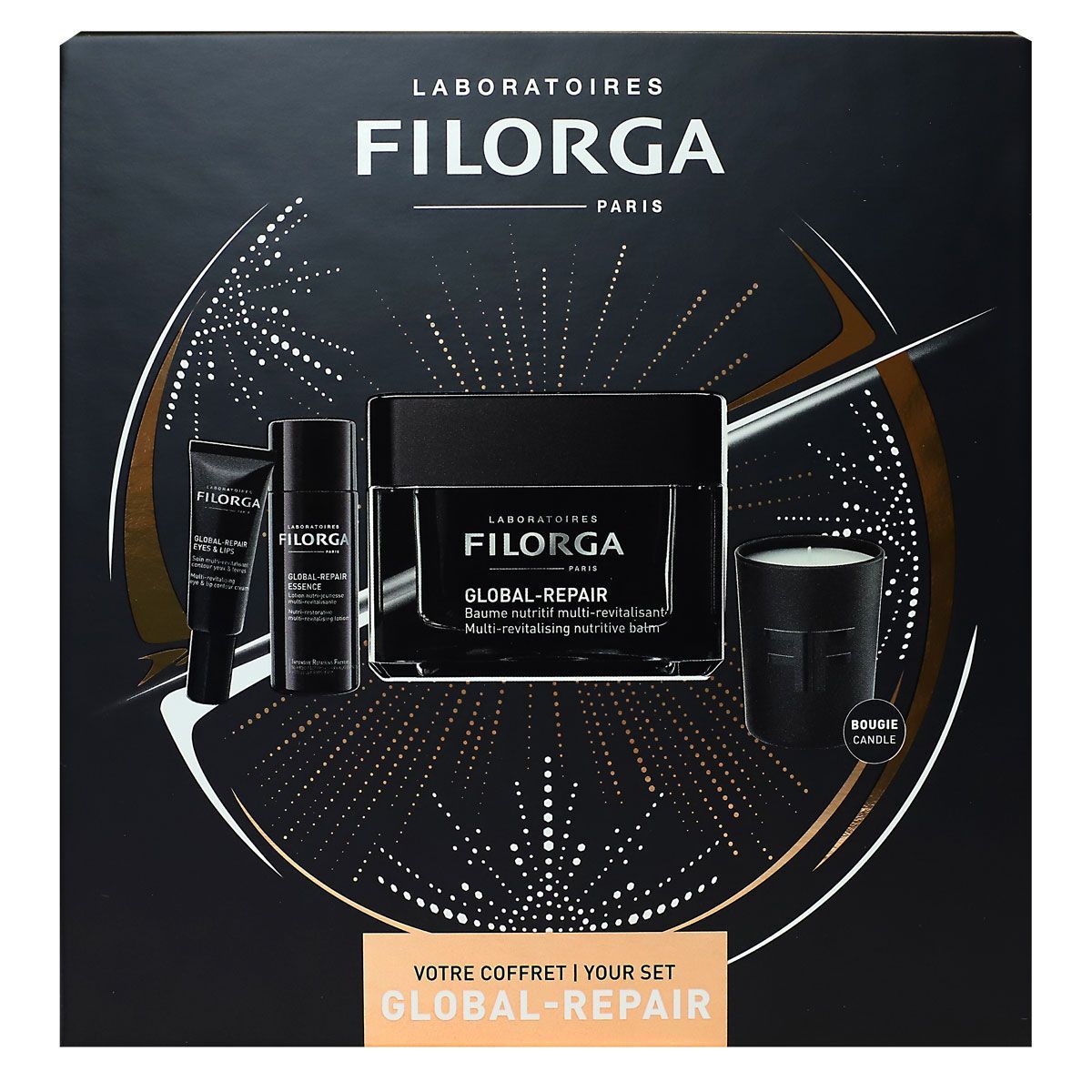 Coffret Filorga – Contour Des Yeux 15ml + Solution Micellaire 50ml + Bougie – Neuf