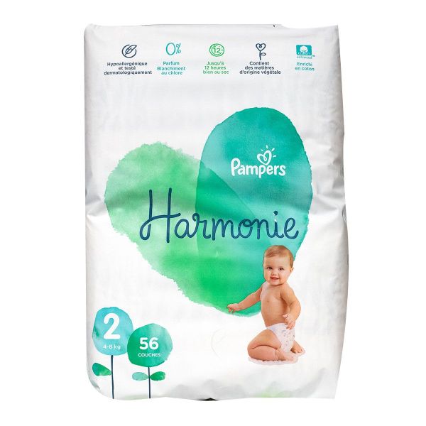 Harmonie couches 48kg taille 2 Pampers assurent jusqu'à 12 h d