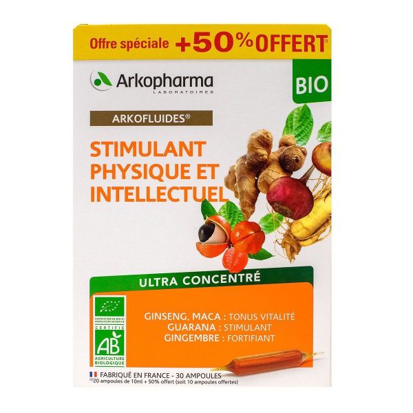 Arkofluides stimulant physique 20 ampoules