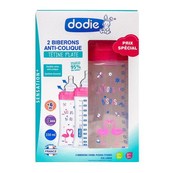 2 biberons Sensation+ débit 3 6mois+ 330ml