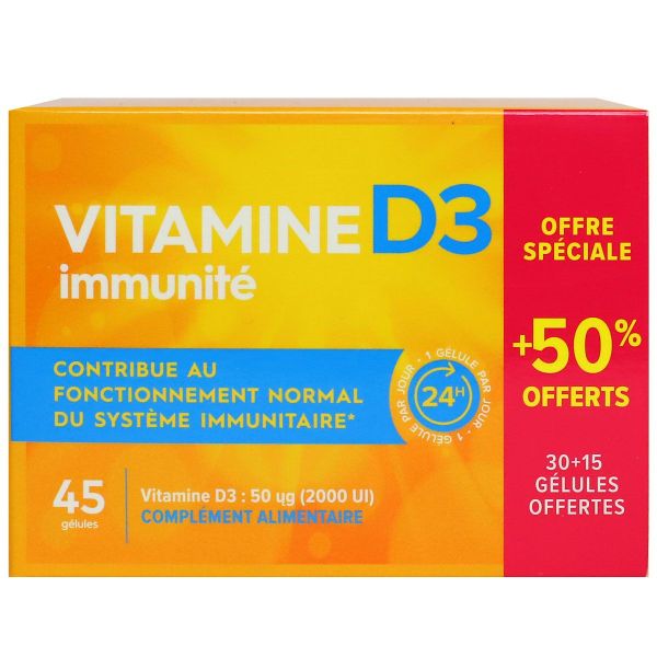 Vitamine D3 immunité 30+ 45 gélules