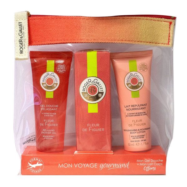 Trousse voyage gel douche + eau parfumé + lait 50ml figuier offert