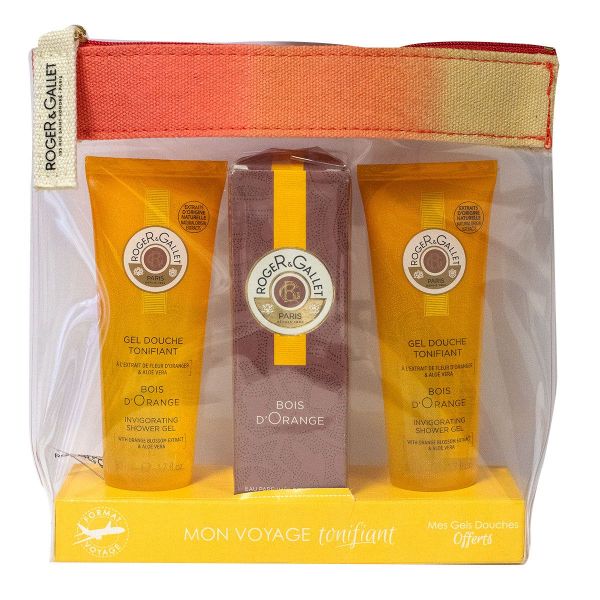 Trousse voyage gel douche tonifiant 2x50ml + eau parfumée offerte