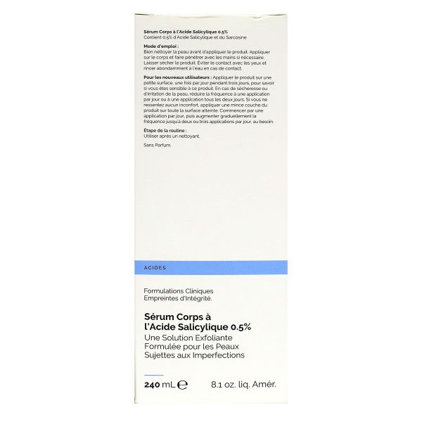 Serum corps à l'acide Salicylique 0,5% solution exfoliante 240ml