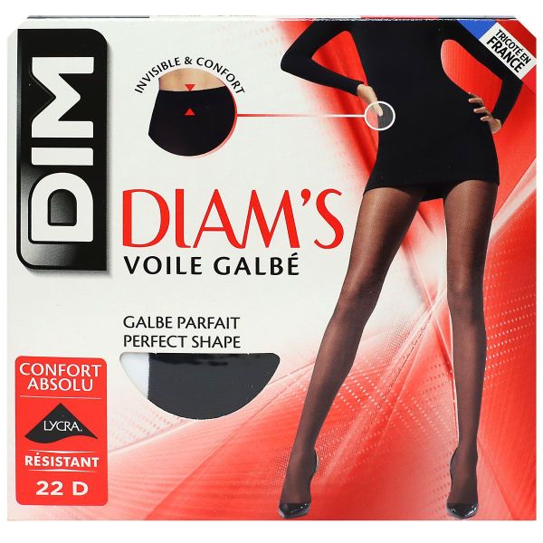 Diam's collant femme voile noir galbé 22D T4