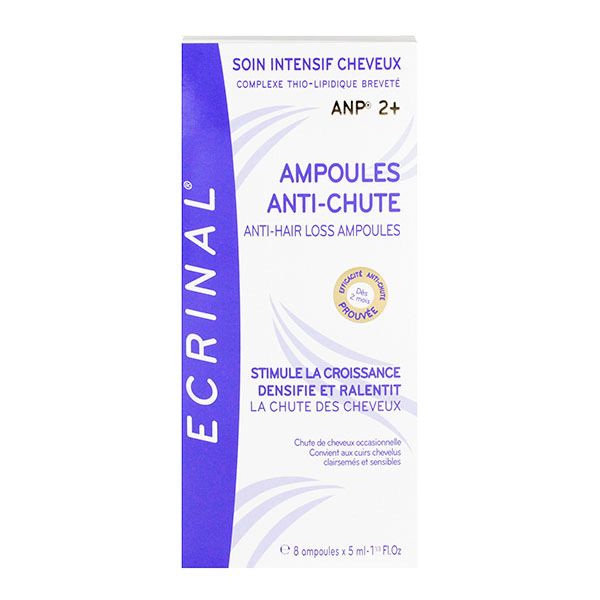 les ampoules antichute anp 2+ ecrinal stimule la croissance, densifie et ralentit la chute