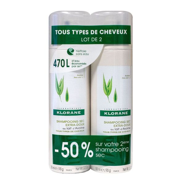 Shampoing sec extra-doux lait d'avoine 2x150ml