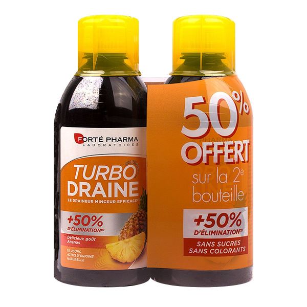 Turbodraine solution buvable 2x500ml - goût ananas