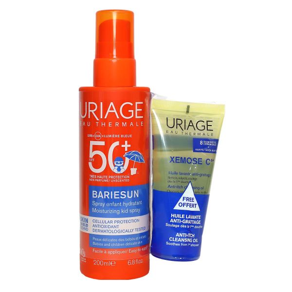 Bariesun spray solaire SPF50+ enfant 200ml + Xemose huile 50ml offerte