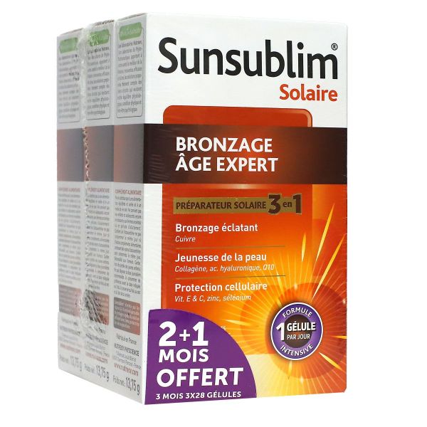 Sunsublim 3en1 bronzage âge expert préparateur solaire 84 gélules