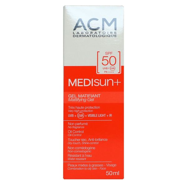 Medisun+ gel matifiant très haute protection peau grasse non parfumé 50ml