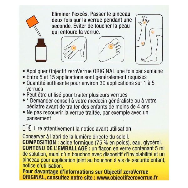 Objectif ZeroVerrue Original 30 traitements verrues mains et pieds 5ml