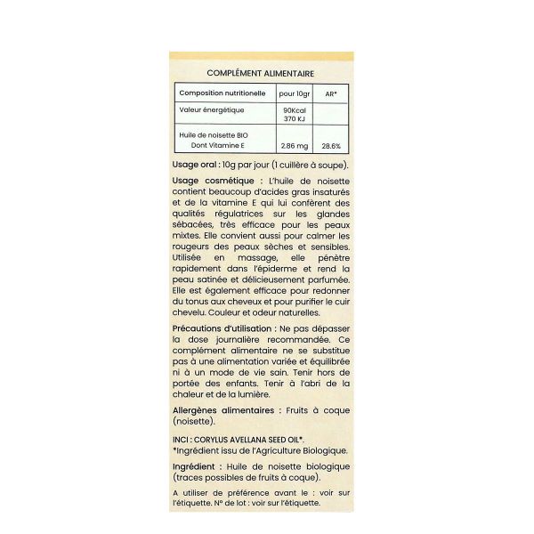 Huile de noisette bio 50ml