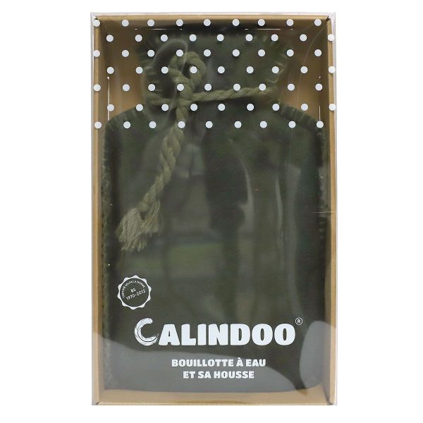 Bouillotte à eau et sa housse Flanelle vert 2 L