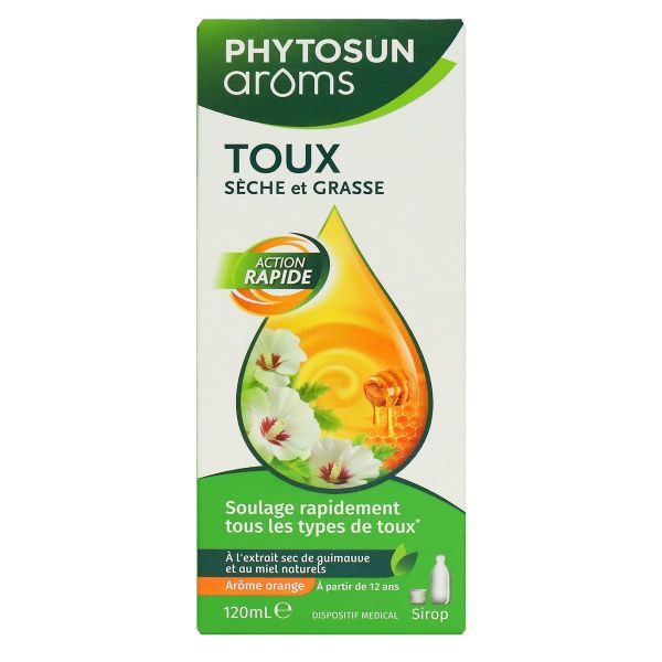 sirop toux sèche et grasse arôme orange 120ml phytosun aroms