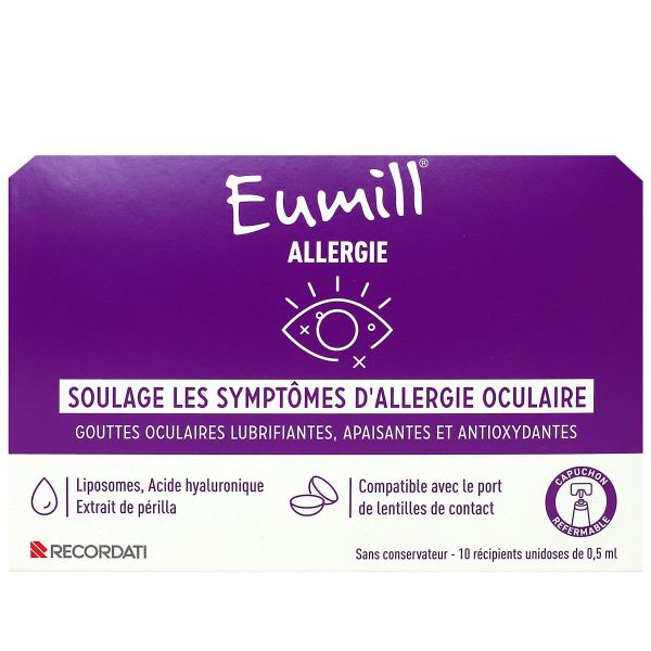 Eumill gouttes oculaires lubrifiantes apaisantes allergie 10x0,5ml