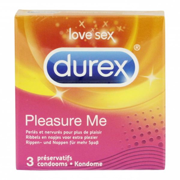 durex pleasure me préservatif en latex, perlé et nervuré pour vous