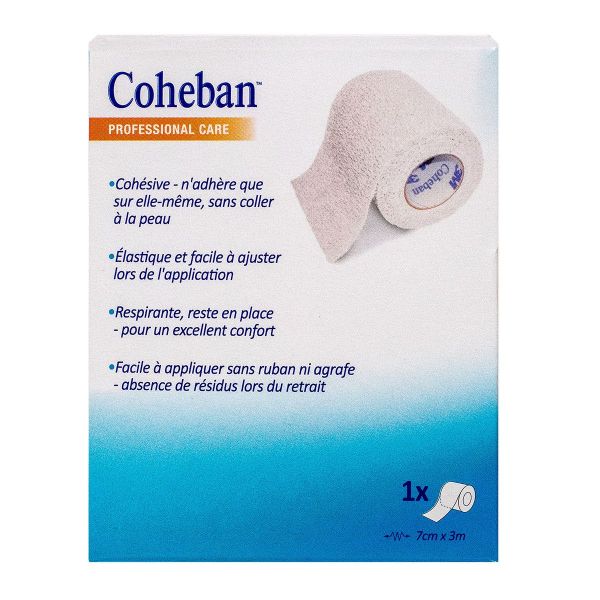Coheban bande de contention cohésive - 7.5m x 6cm (blanc)