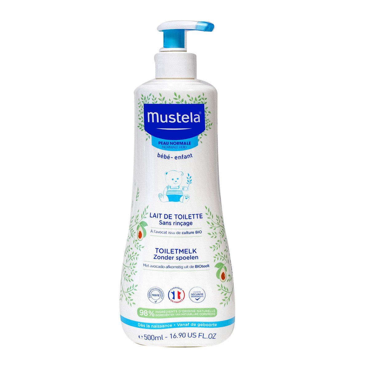 Lait De Toilette Bio Sans Rincage Peau Normale 500ml Mustela