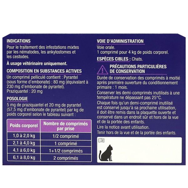 Vermifuge Pyrantel chat 2 comprimés