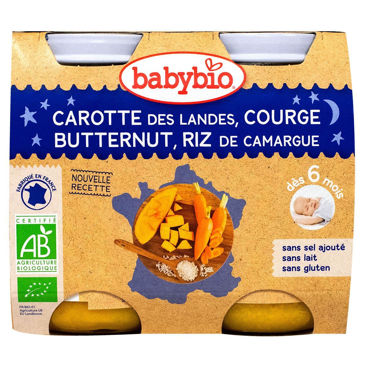 Le Petit Pot Bonne Nuit Carotte Butternut Riz Babybio Est Un Menu Du Soir Pour Les Bebes Des 6m Babybio