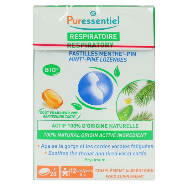 20 pastilles gorge respiratoire menthe-pin