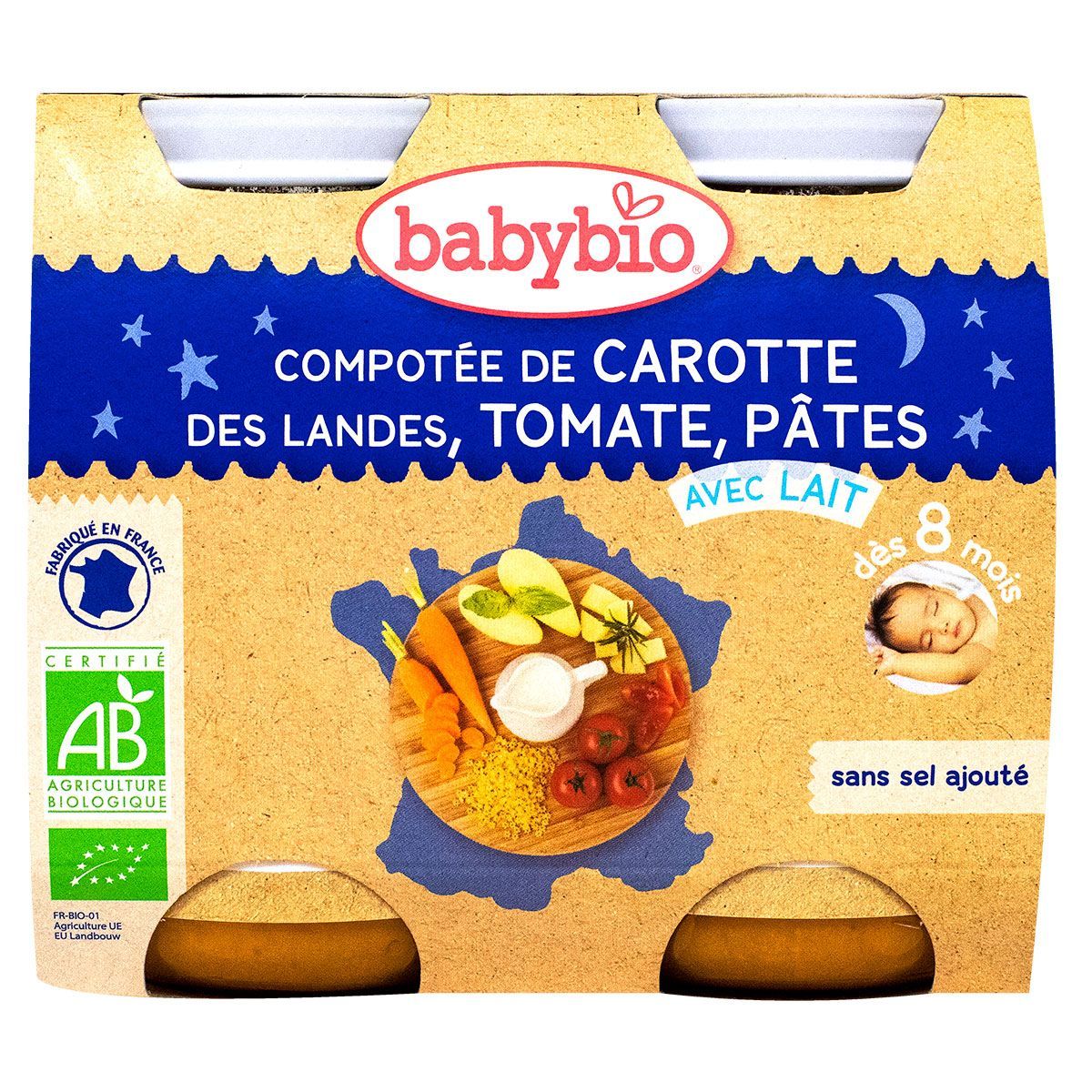 Le Petit Pot Bonne Nuit Carotte Tomate Pates Babybio Est Un Menu Du Soir Pour Les Bebes Des 8 Mois Babybio