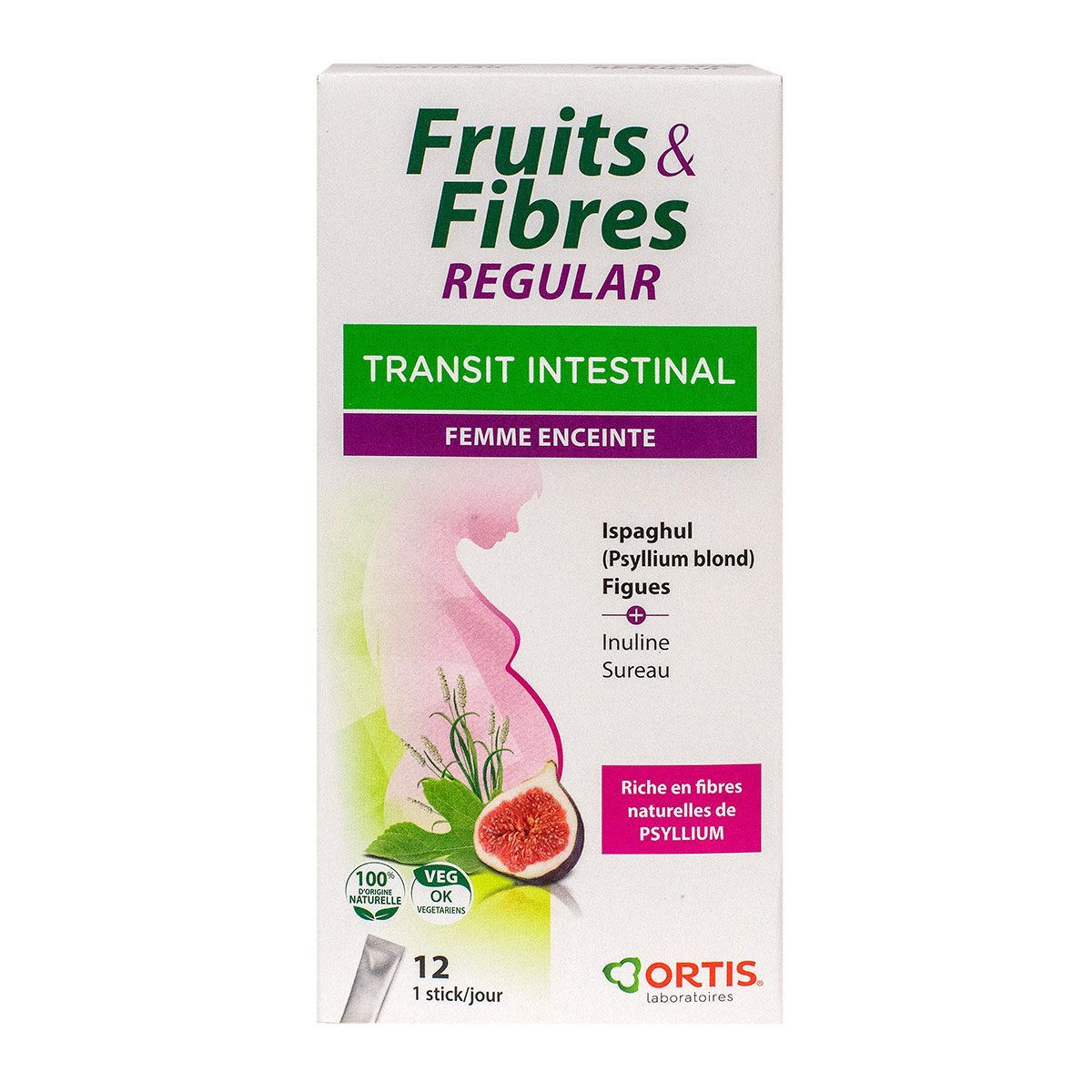 Complément Fibres Ortis Fruits & Fibres - 45 Comprimés Rhubarbe Figue - Transit Intestinal