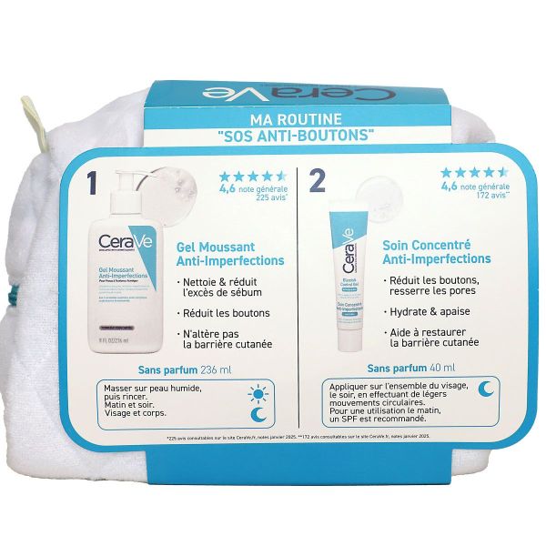 Trousse Cerave SOS anti-boutons sticker offert