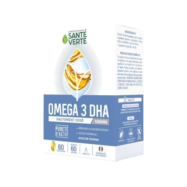Omega 3 1000mg DHA mémoire et concentration 60 capsules