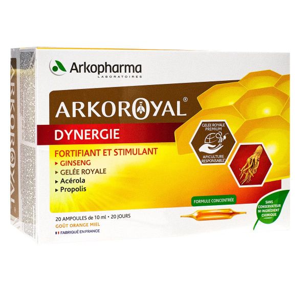 Arkoroyal dynergie miel orange 40 ampoules