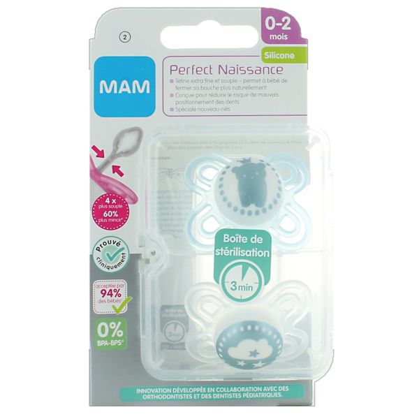 [NRF] 2 sucettes Perfect naissance silicone 0-2 mois