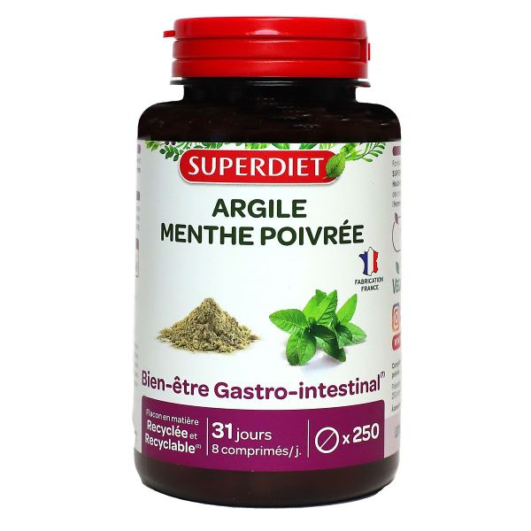 Argile verte menthe 250 comprimés