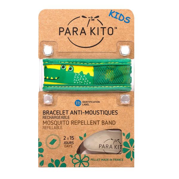 Bracelet anti-moustique rechargeable Kids croco vert