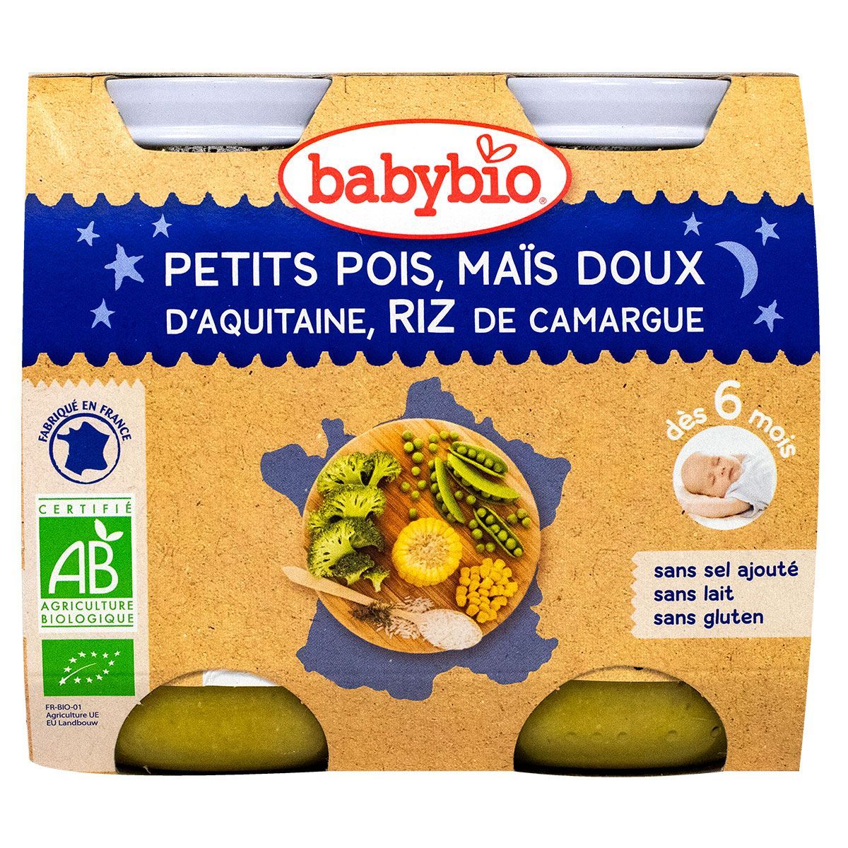 Le Petit Pot Bonne Nuit Petits Pois Mais Riz Babybio Est Un Menu Du Soir Pour Les Bebes Des 6 Mois Babybio