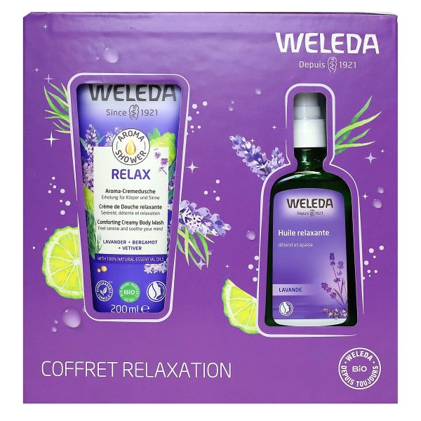 Coffret Relaxation lavande crème douche et huile relaxante