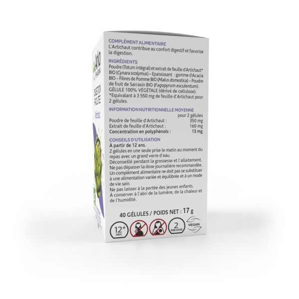 Arkogélules artichaut 13mg polyphénols bio 40 gélules