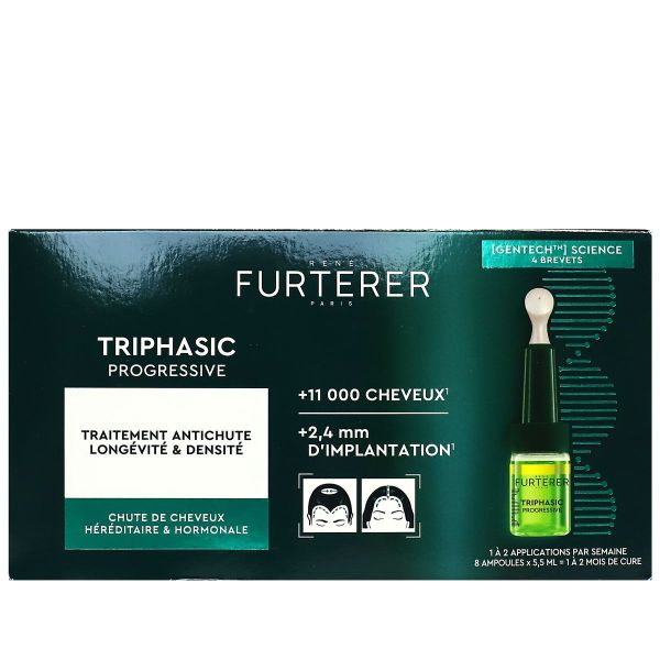 Triphasic Progressive traitement anti-chute longévité et densité 8x5,5ml